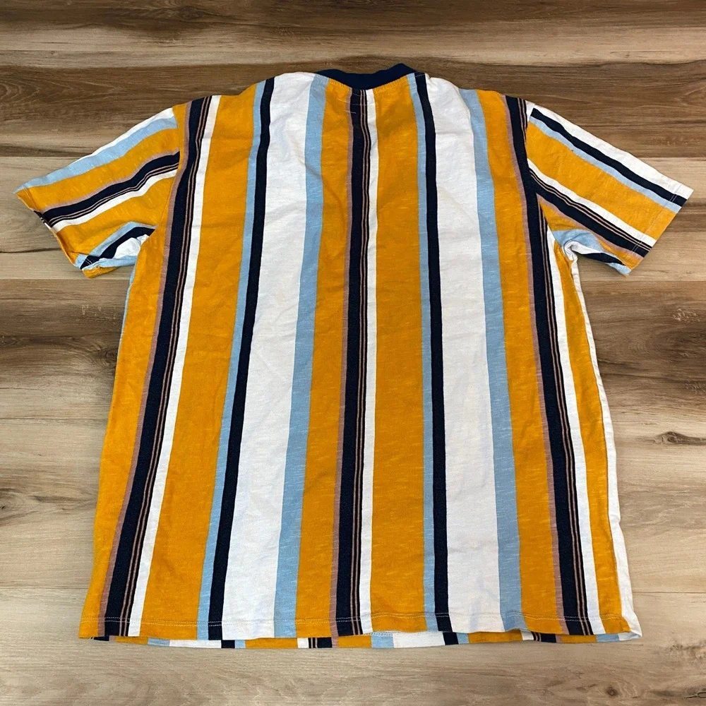 Guess Originals Los Angeles Striped T-Shirt Mens Medium Yellow Blue M91P98R5DD5 - Picture 9 of 9